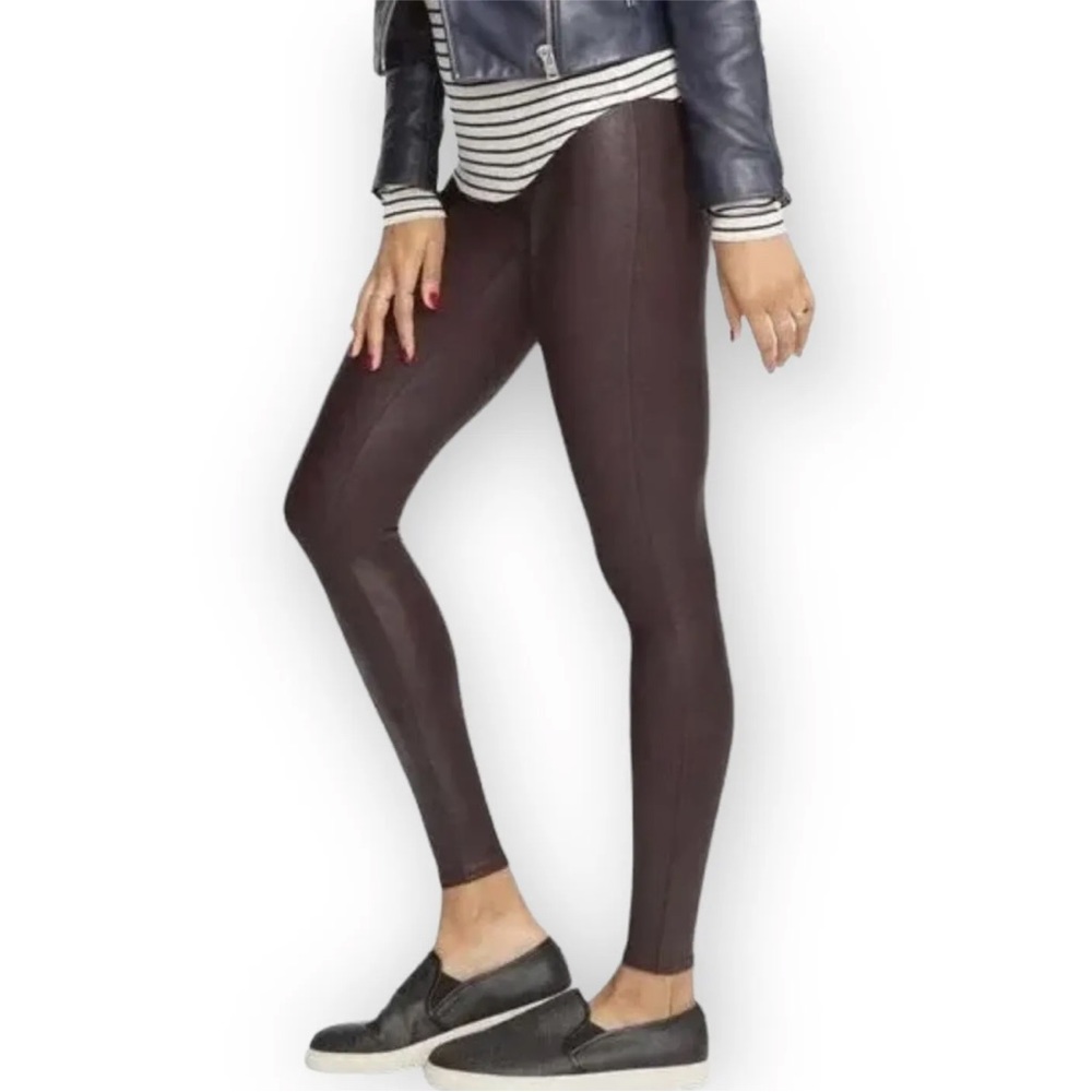 Spanx Faux Leather Leggings in Wine